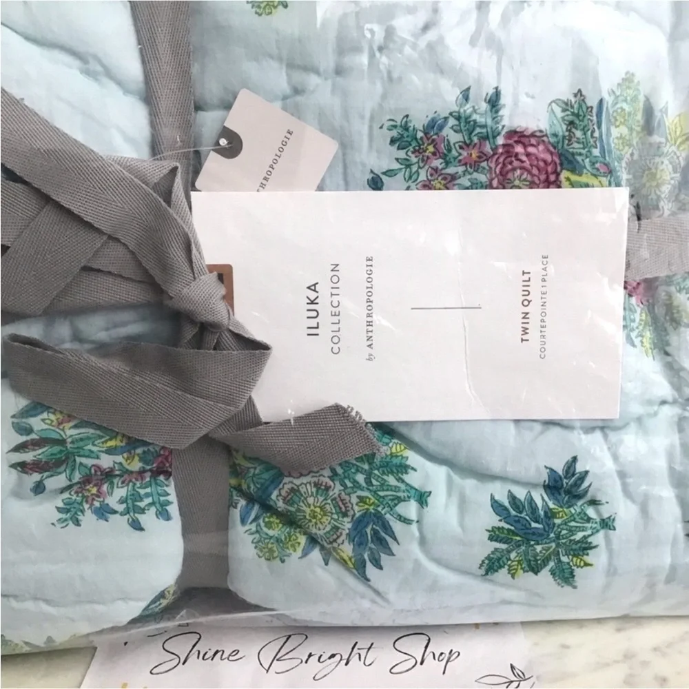 Anthropologie Quilt Twin Cotton Reversible New With Tag